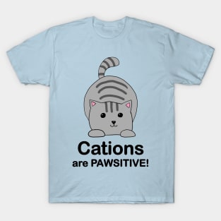 Cations Are Pawsitive! Grey Cat T-Shirt